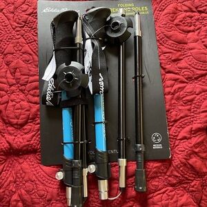 New Eddie Bauer Blue Folding Trekking Poles